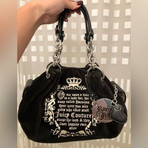 Juicy Couture - RARE Y2K Bag - Royal Daydreamer - Black Velour/Velvet